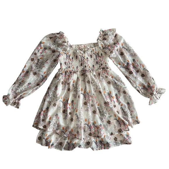 Allison + Kelly Floral Print Smocked Tiered Long Sleeve Dress 10 - Picture 1 of 9
